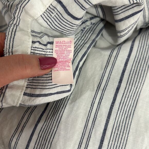 Victoria’s Secret Flax Cotton Blend Striped Straight Leg Pants Size 14 - Picture 5 of 8